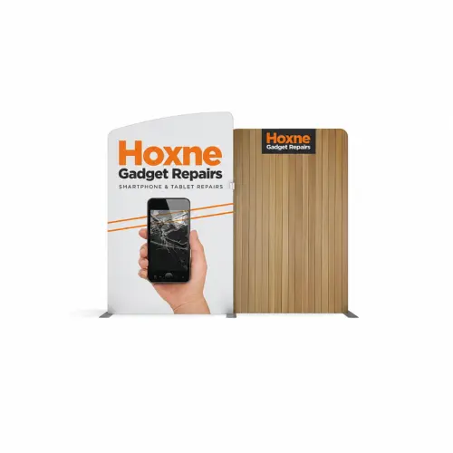 Fabric Display Wall 2.84m x 2.45m, Double-Sided, with Carry Bag - Design EA1, shown with example artwork