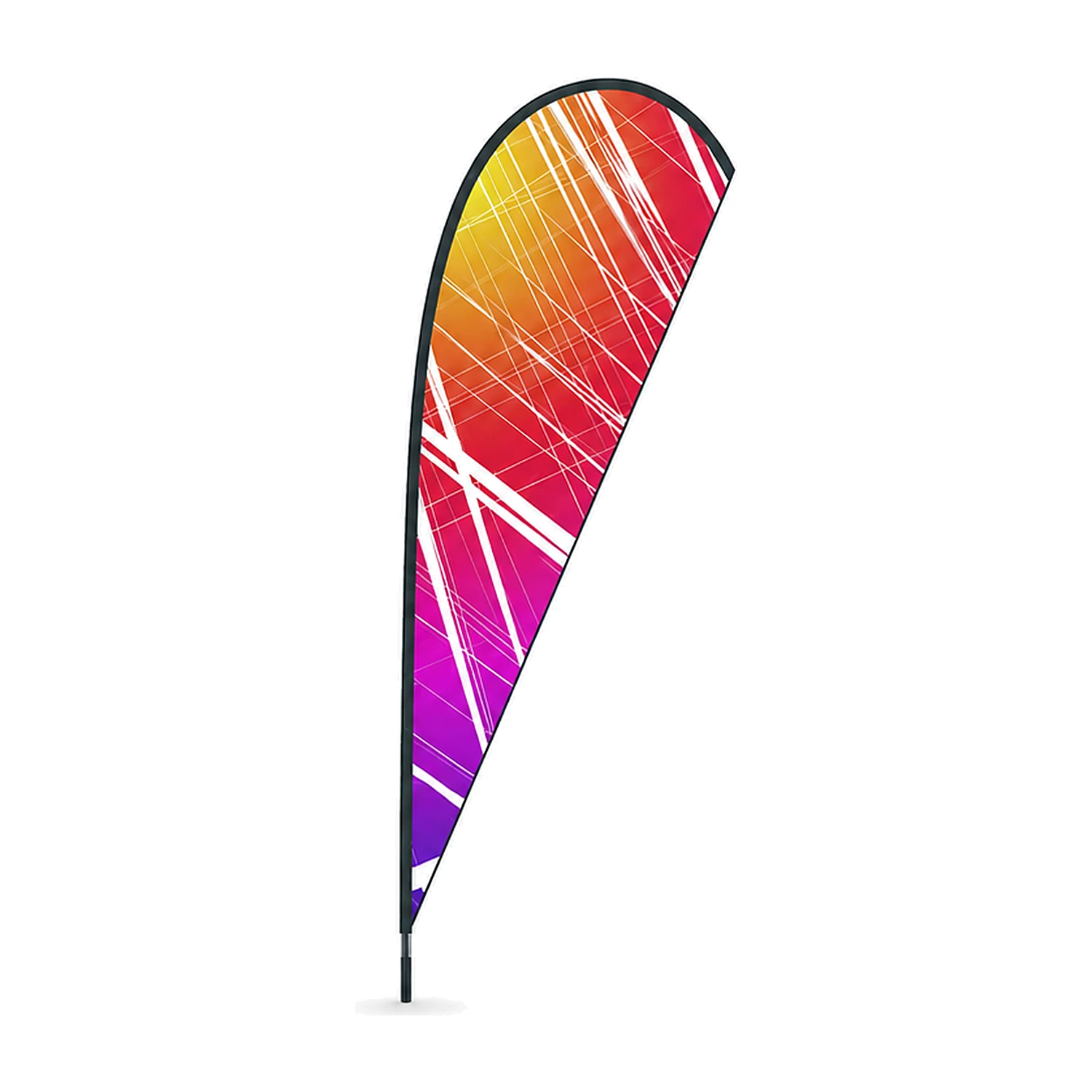 Feather Flag 10ft printed flag on its pole, shown with an example design