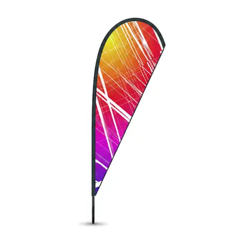 Feather Flag 7ft printed flag on its pole, shown with an example design