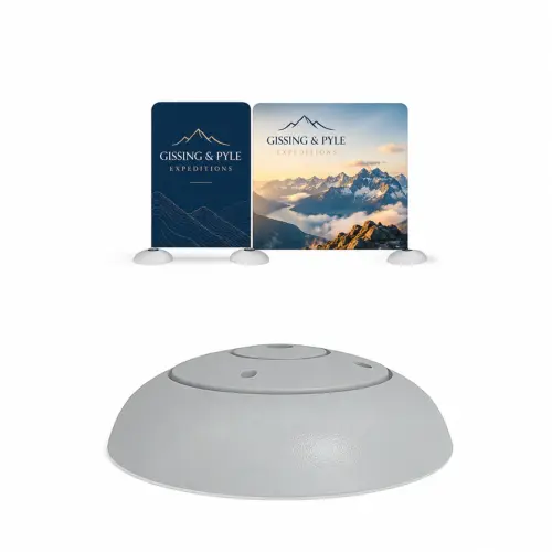 Feather Flag Accessories - Round Water Bubble Base, shown with example artwork