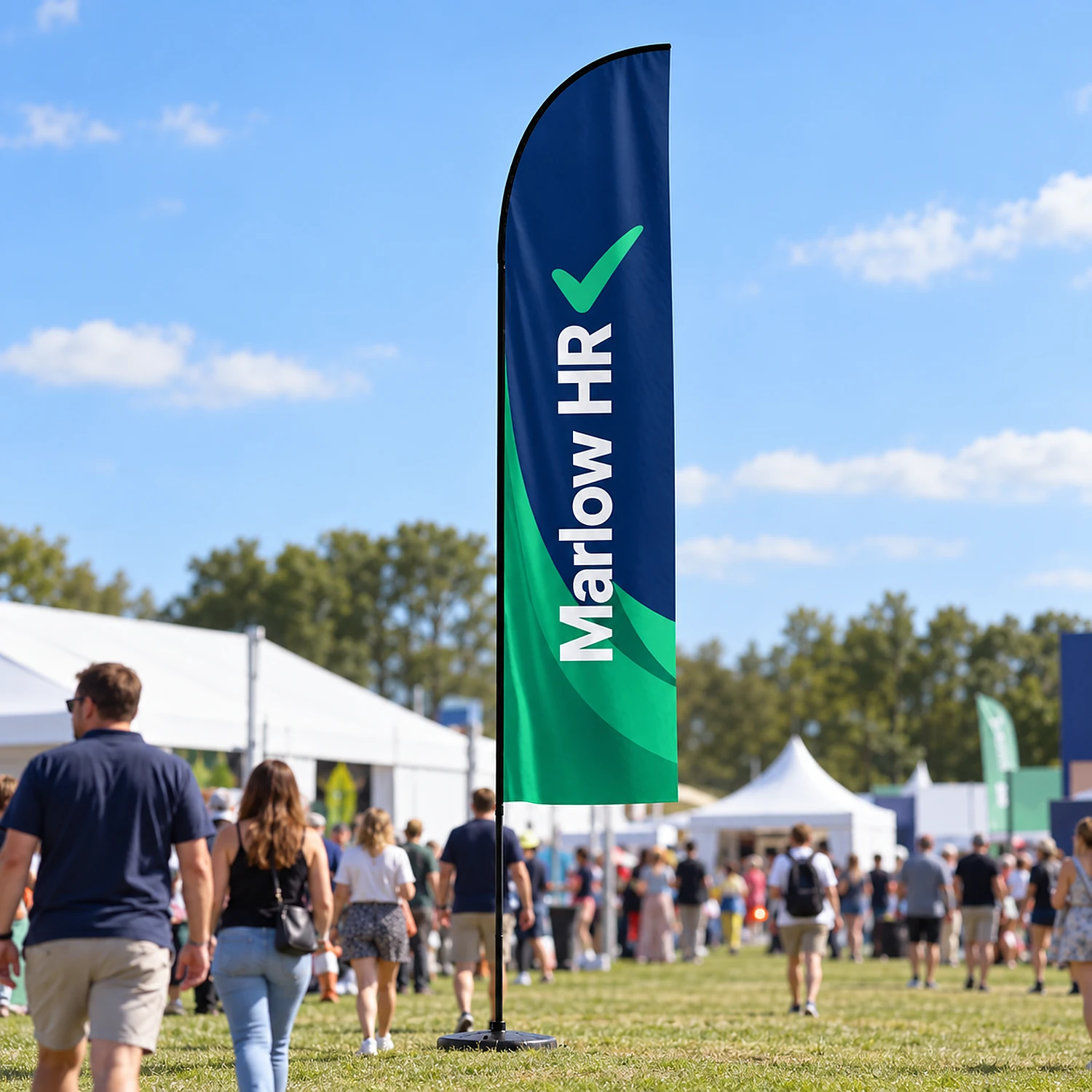 Feather flag at an outdoor event