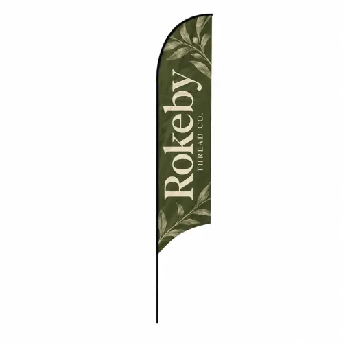 Fibreglass Flag and Pole Kit - Curve - 4.0m - Single-Sided, shown with example artwork