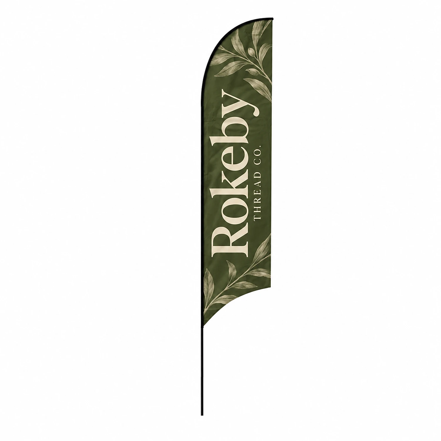 Fibreglass Flag and Pole Kit - Curve - 4.0m - Single-Sided, shown with example artwork