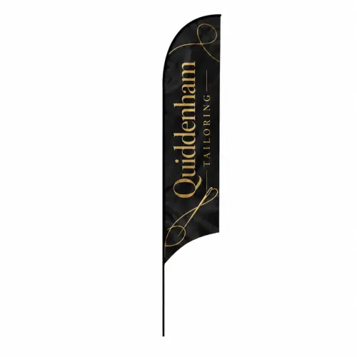 Fibreglass Flag and Pole Kit - Curve - 5.2m - Single-Sided, shown with example artwork