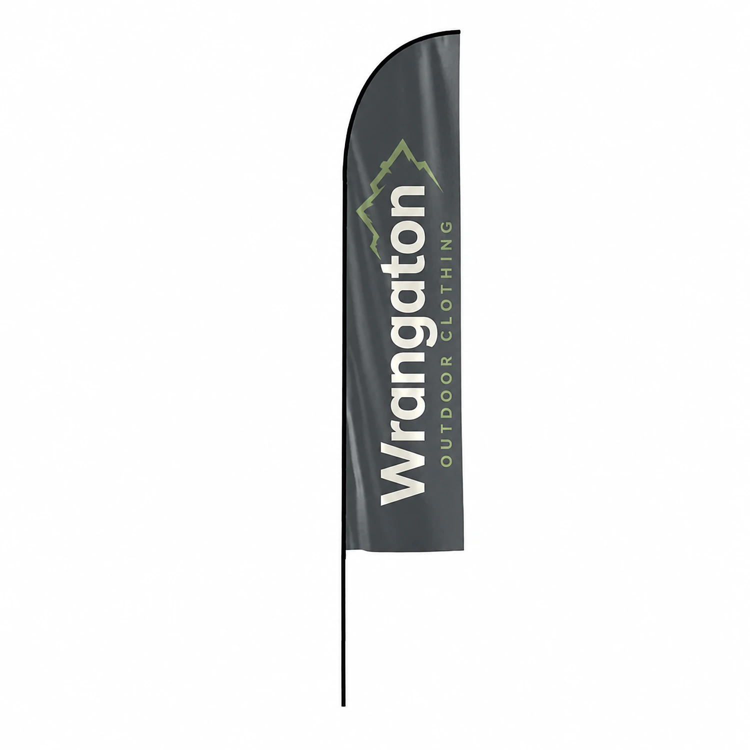 Fibreglass Flag and Pole Kit - Feather - 2.4m - Single-Sided, shown with example artwork