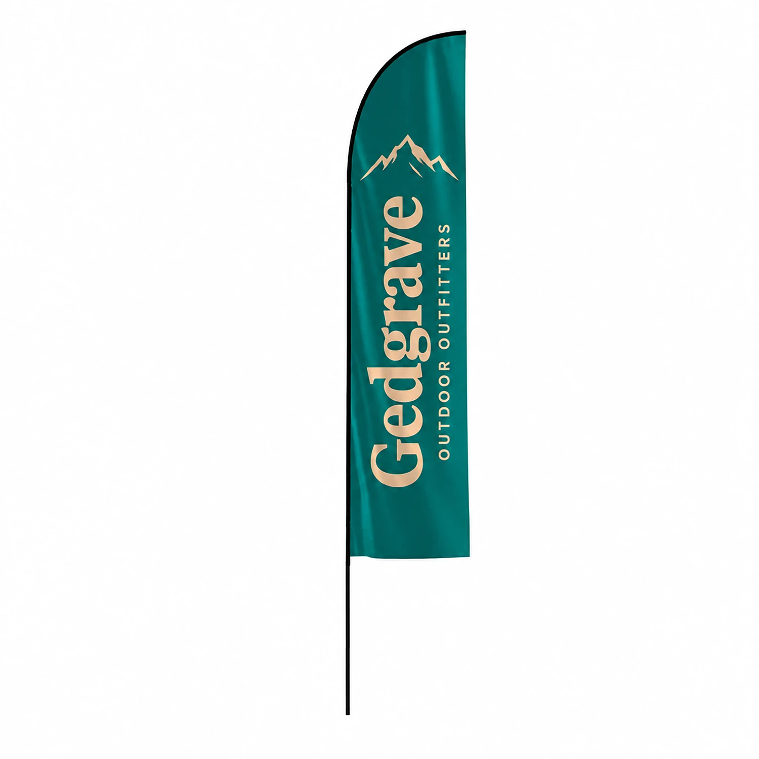 Fibreglass Flag and Pole Kit - Feather - 3.0m - Single-Sided, shown with example artwork