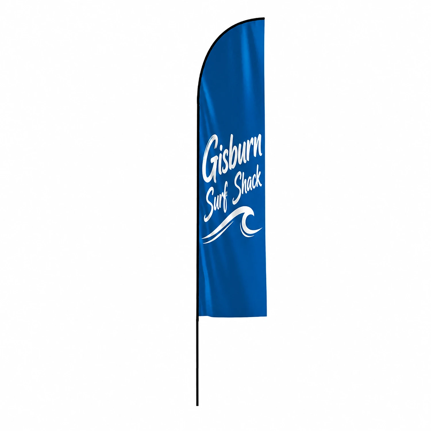 Fibreglass Flag and Pole Kit - Feather - 4.0m - Single-Sided, shown with example artwork