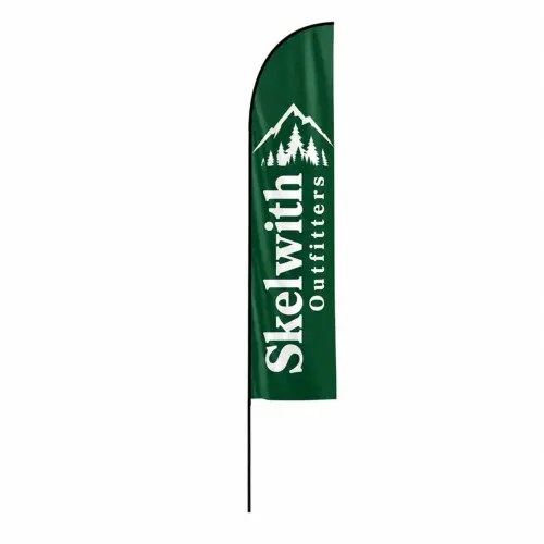 Fibreglass Flag and Pole Kit - Feather - 5.2m - Single-Sided, shown with example artwork