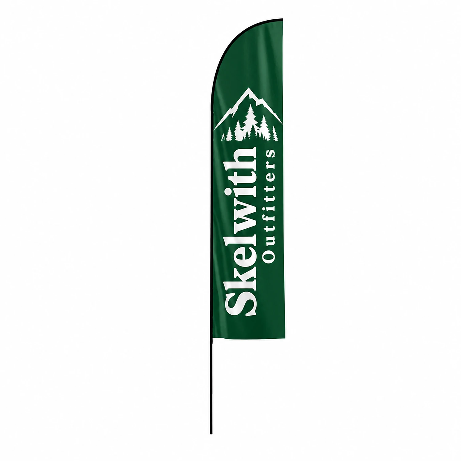 Fibreglass Flag and Pole Kit - Feather - 5.2m - Single-Sided, shown with example artwork