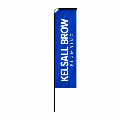 Fibreglass Flag and Pole Kit - Rectangle - 2.5m - Single-Sided, shown with example artwork