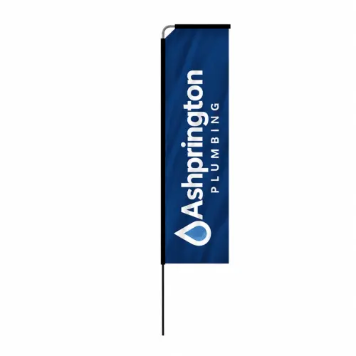 Fibreglass Flag and Pole Kit - Rectangle - 3.5m - Single-Sided, shown with example artwork