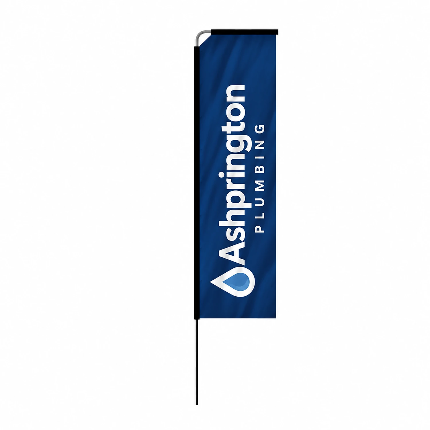 Fibreglass Flag and Pole Kit - Rectangle - 3.5m - Single-Sided, shown with example artwork