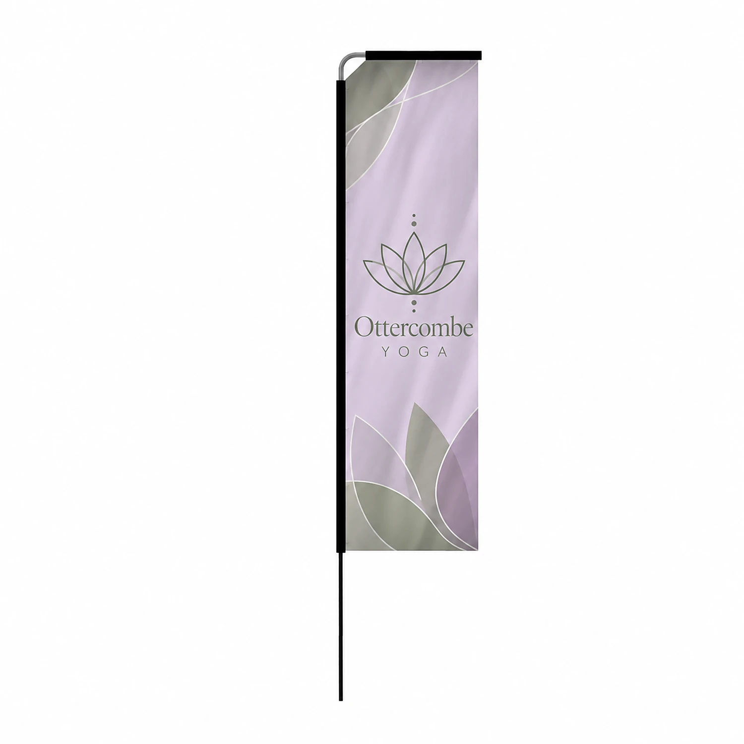 Fibreglass Flag and Pole Kit - Rectangle - 4.2m - Single-Sided, shown with example artwork
