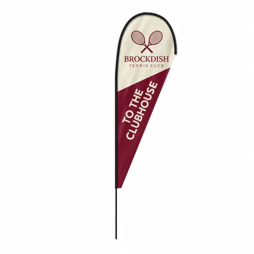 Fibreglass Flag and Pole Kit - Teardrop - 3.2m - Single-Sided, shown with example artwork