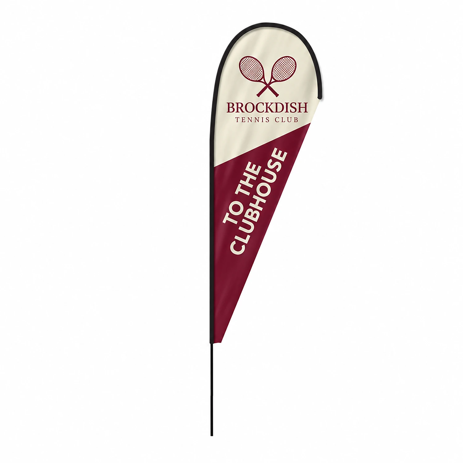 Fibreglass Flag and Pole Kit - Teardrop - 3.2m - Single-Sided, shown with example artwork