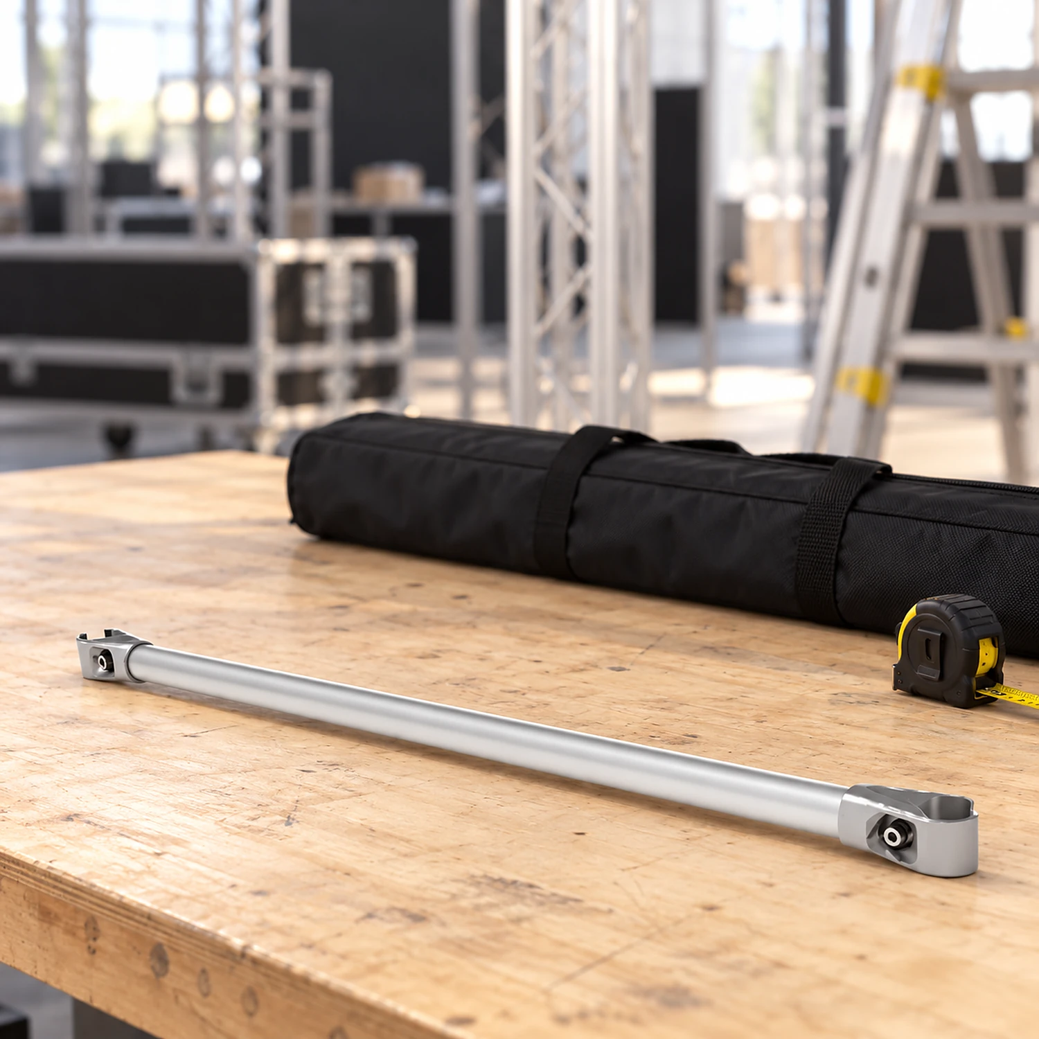 Garment crossbar on a workbench