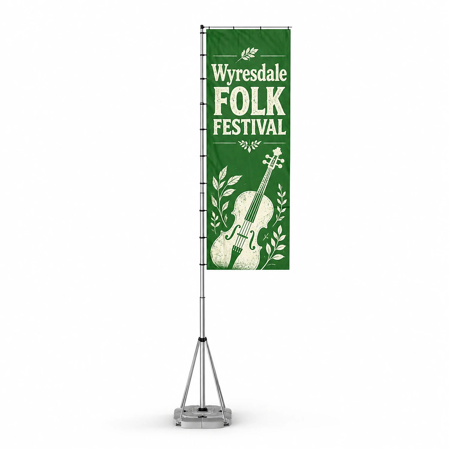 Giant Rhino Portable Flag - 5m - Single-Sided, shown with example artwork