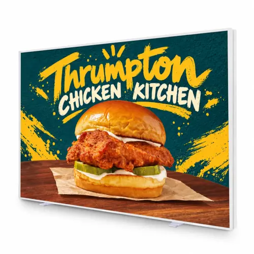Glopix LED Light Box - 1500mm x 1000mm x 120mm, shown with example artwork