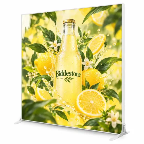 Glopix LED Light Box - 2000mm x 2000mm x 120mm, shown with example artwork