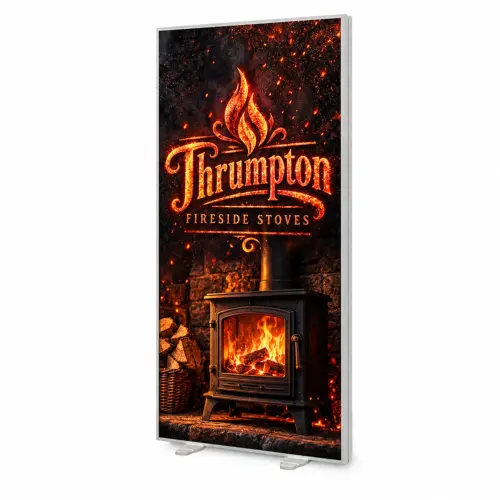 Glopix LED Light Box - 2000mm x 850mm x 120mm, shown with example artwork