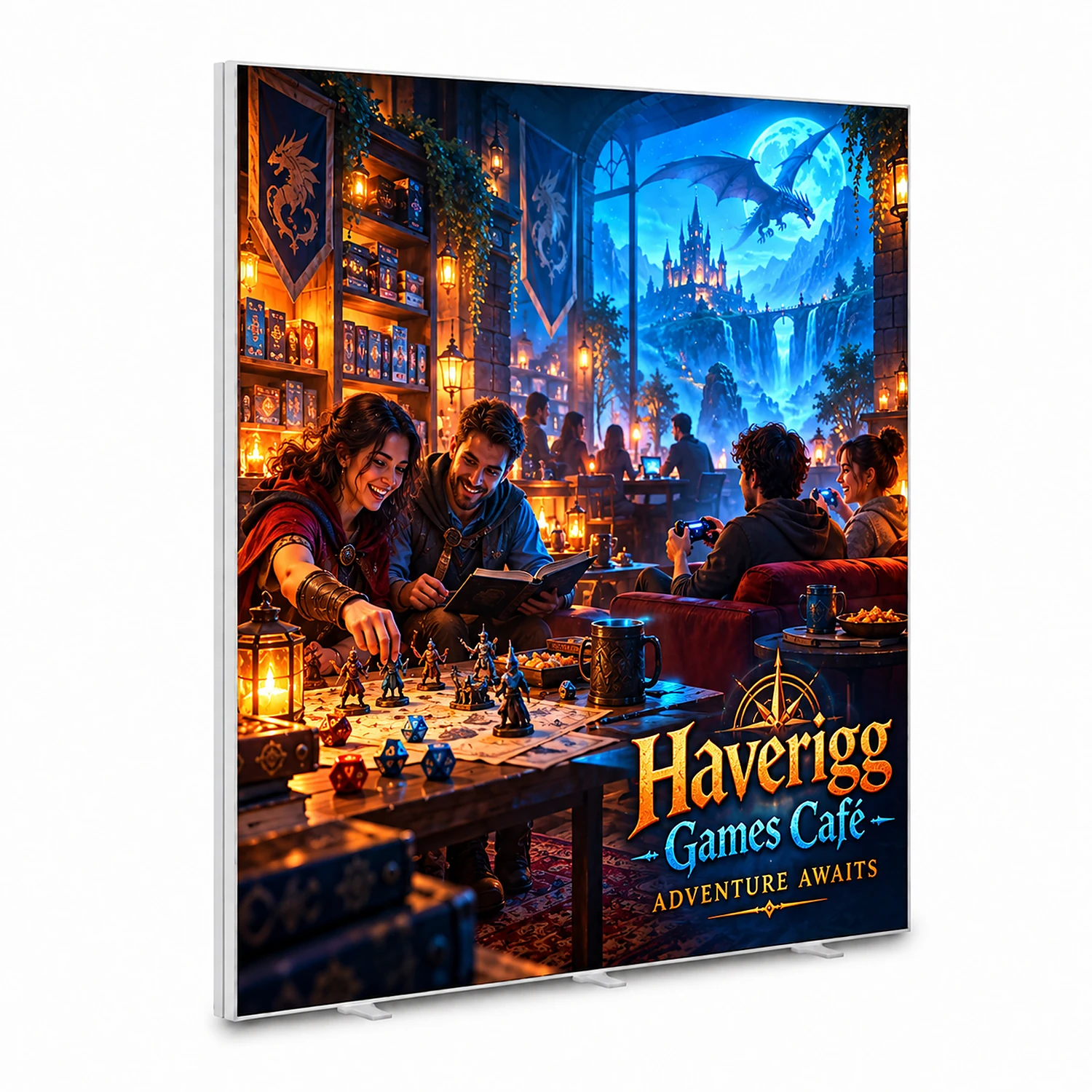 Glopix LED Light Box - 2250mm x 2000mm x 120mm, shown with example artwork