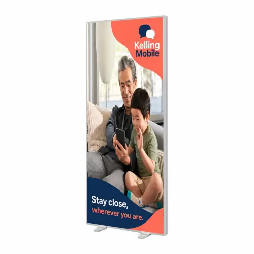 Glopix LED Light Box - 2500mm x 850mm x 120mm, shown with example artwork