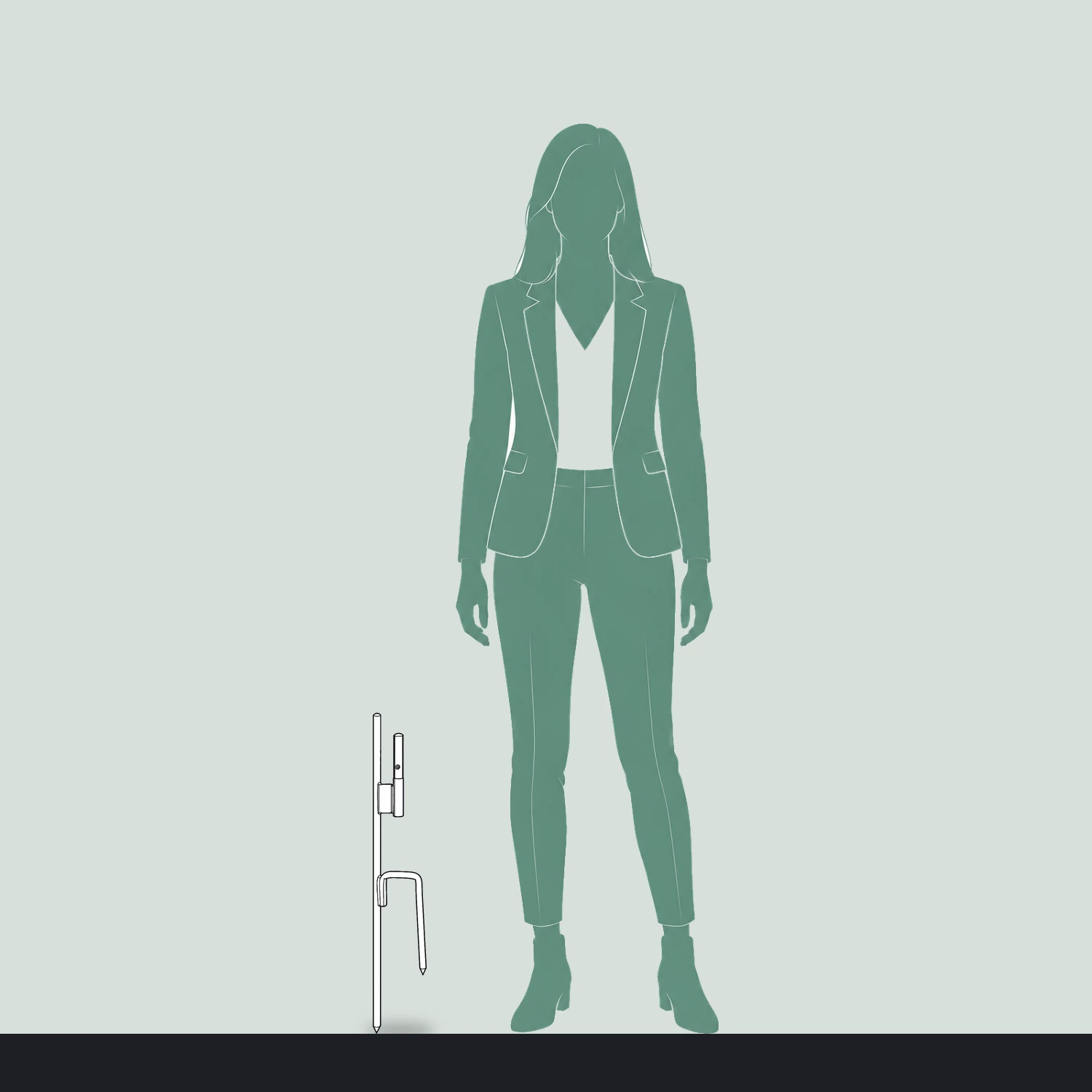 Ground spike size compared with a person