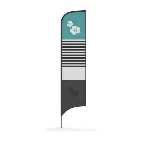 Indoor Promo Bowhead Flag XL printed flag on its pole, shown with an example design