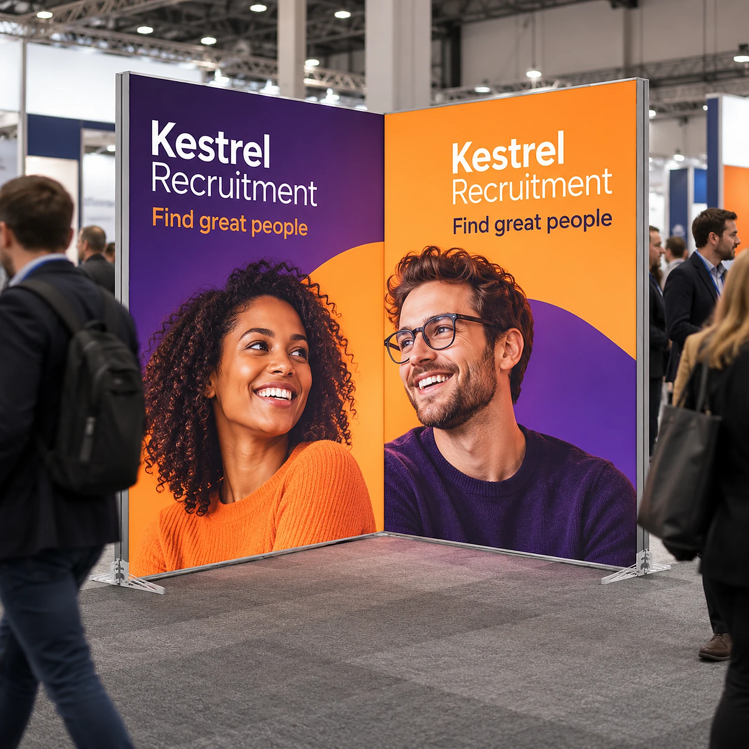 LED lightbox exhibition stand 2m x 2m in use at a busy trade show