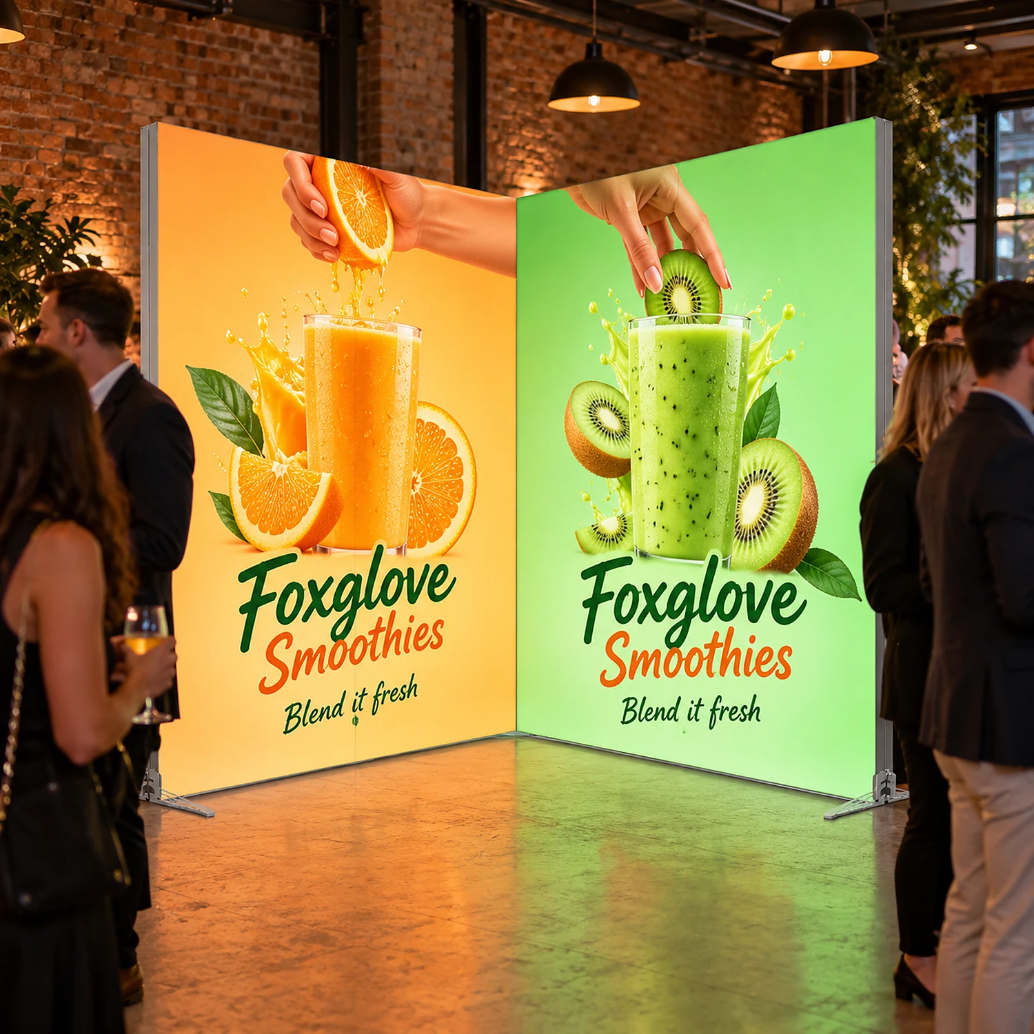 LED lightbox exhibition stand 2m x 2m in use at a product launch event