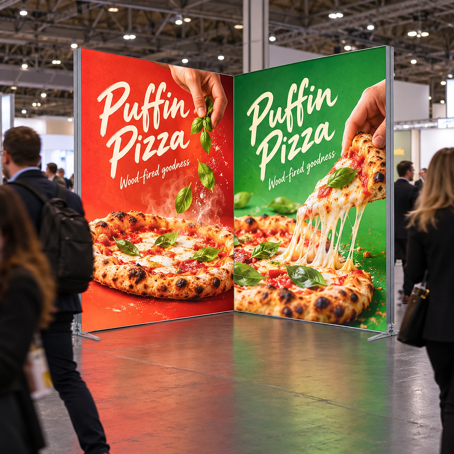 LED lightbox exhibition stand 2m x 2m on a busy exhibition aisle
