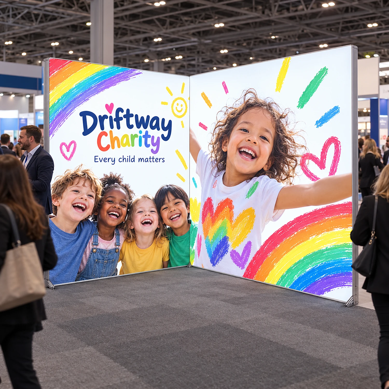 LED lightbox exhibition stand 3m x 2m in use at a busy trade show