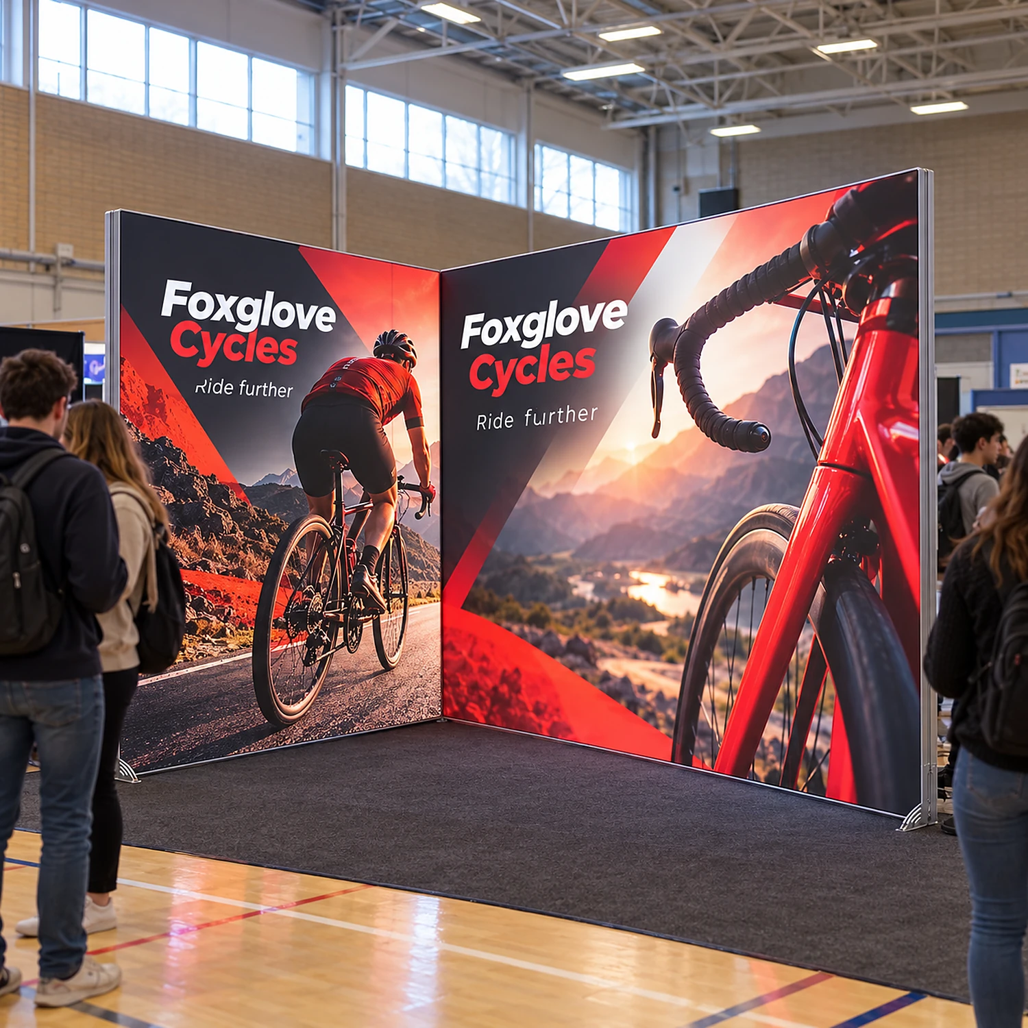 LED lightbox exhibition stand 3m x 2m in use at a university careers fair