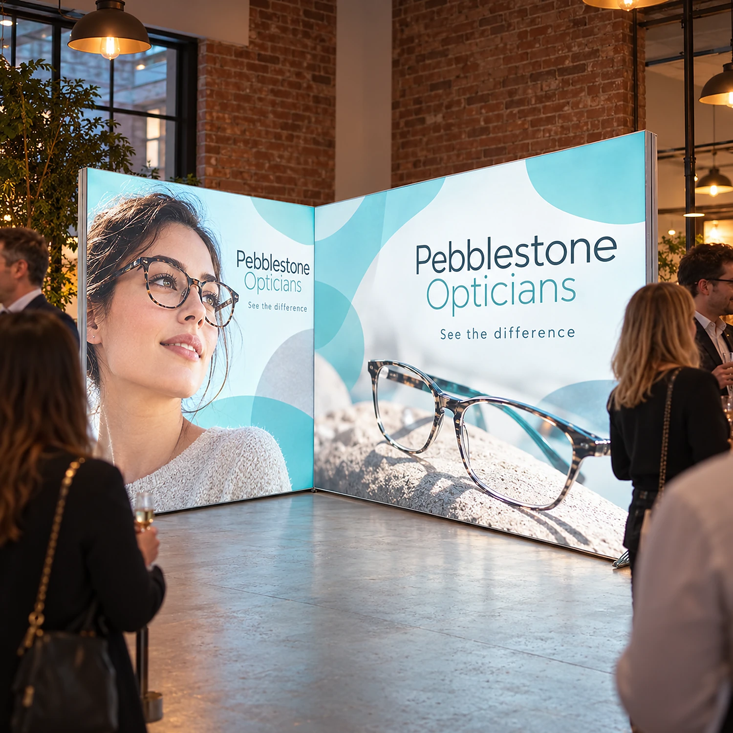 LED lightbox exhibition stand 3m x 2m in use at a product launch event