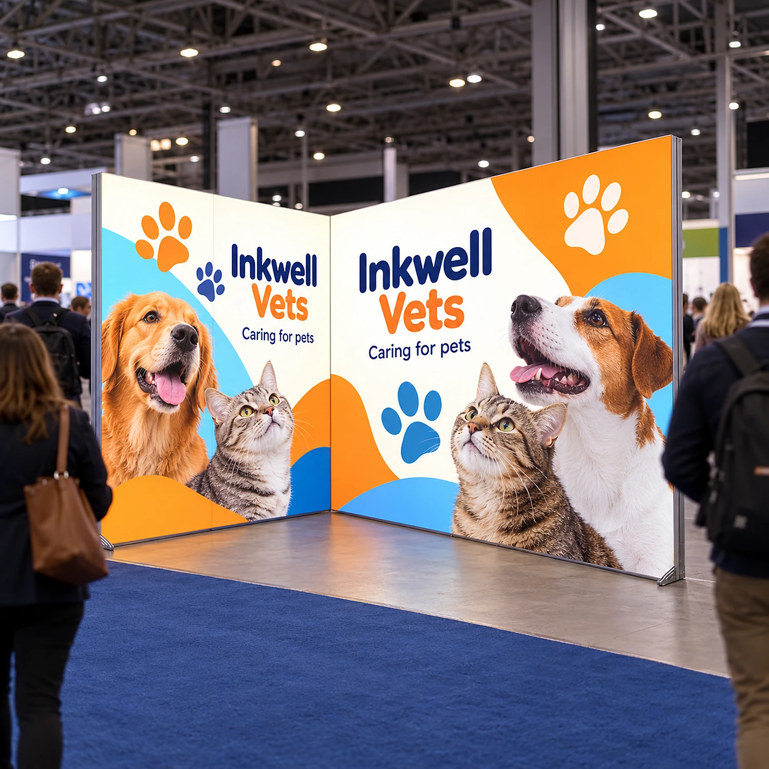 LED lightbox exhibition stand 3m x 2m on a busy exhibition aisle