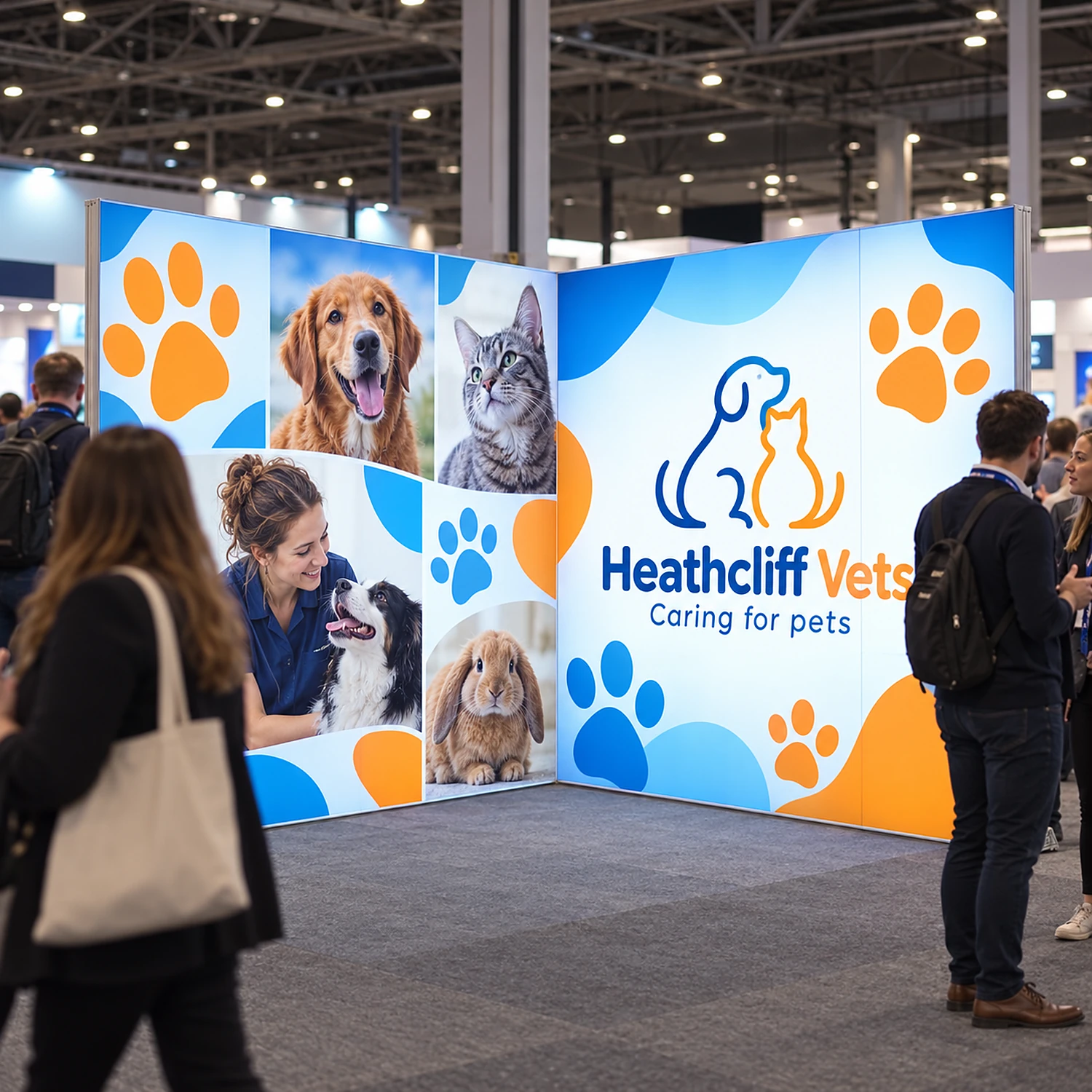 LED lightbox exhibition stand 3m x 3m in use at a busy trade show