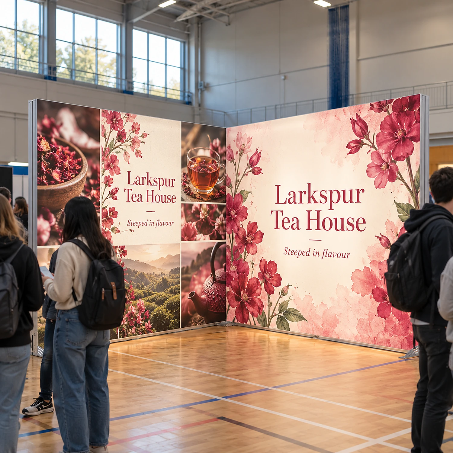 LED lightbox exhibition stand 3m x 3m in use at a university careers fair