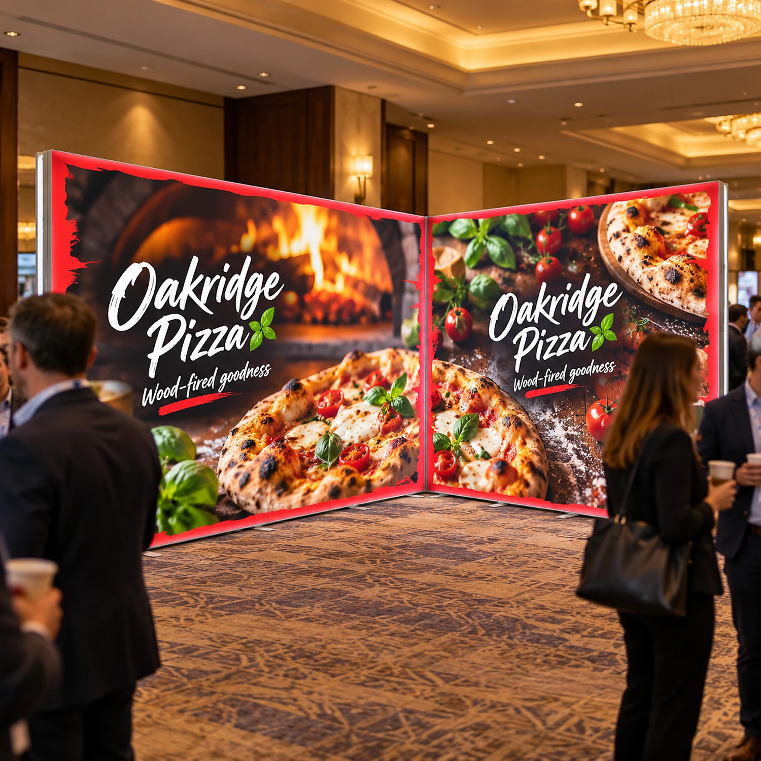 LED lightbox exhibition stand 4m x 3m in use in a hotel conference foyer
