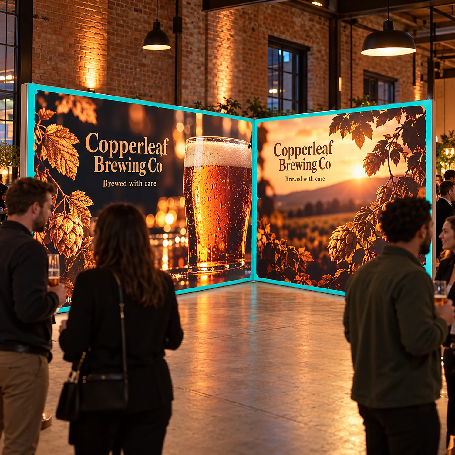 LED lightbox exhibition stand 4m x 3m in use at a product launch event