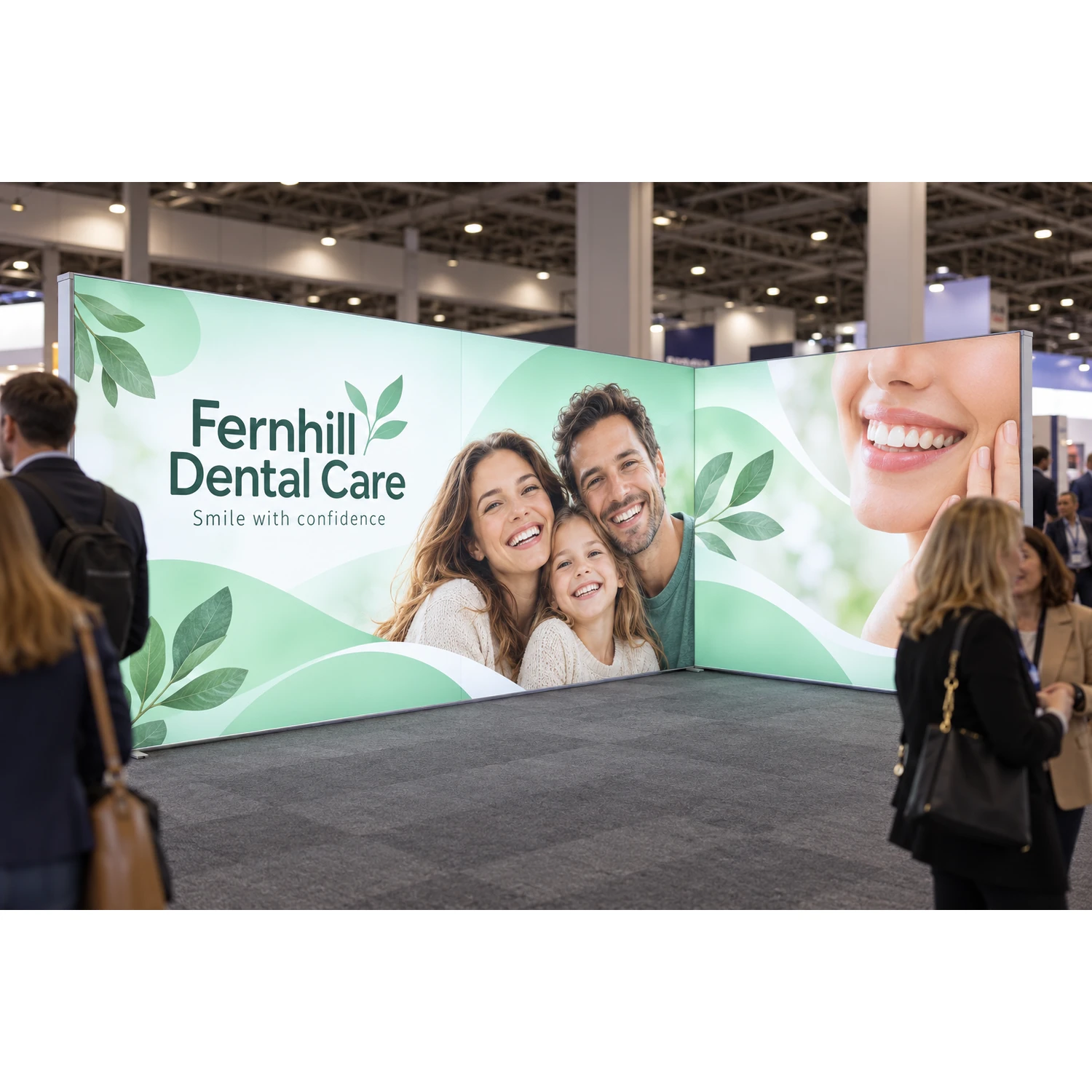 LED lightbox exhibition stand 5m x 3m in use at a busy trade show