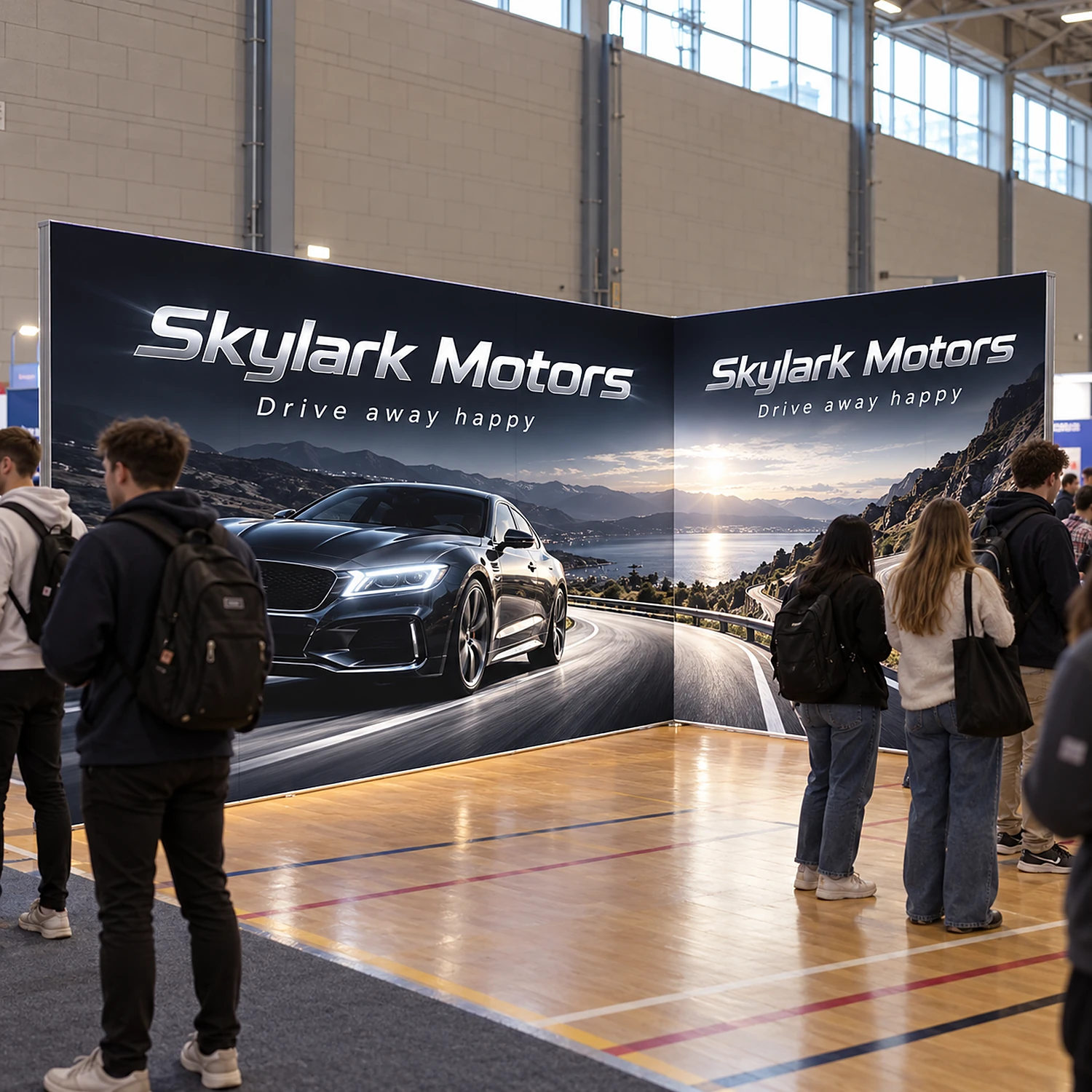 LED lightbox exhibition stand 5m x 3m in use at a university careers fair