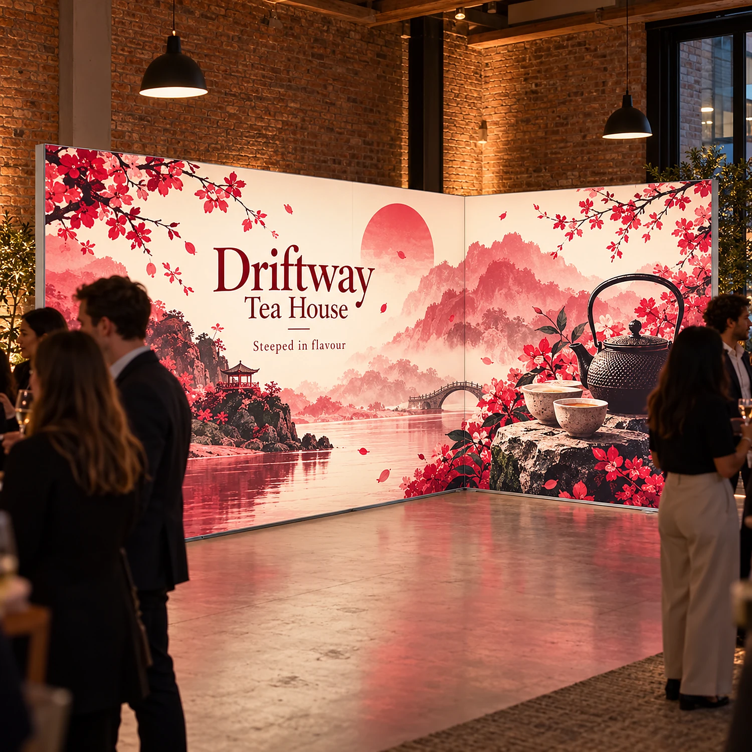 LED lightbox exhibition stand 5m x 3m in use at a product launch event