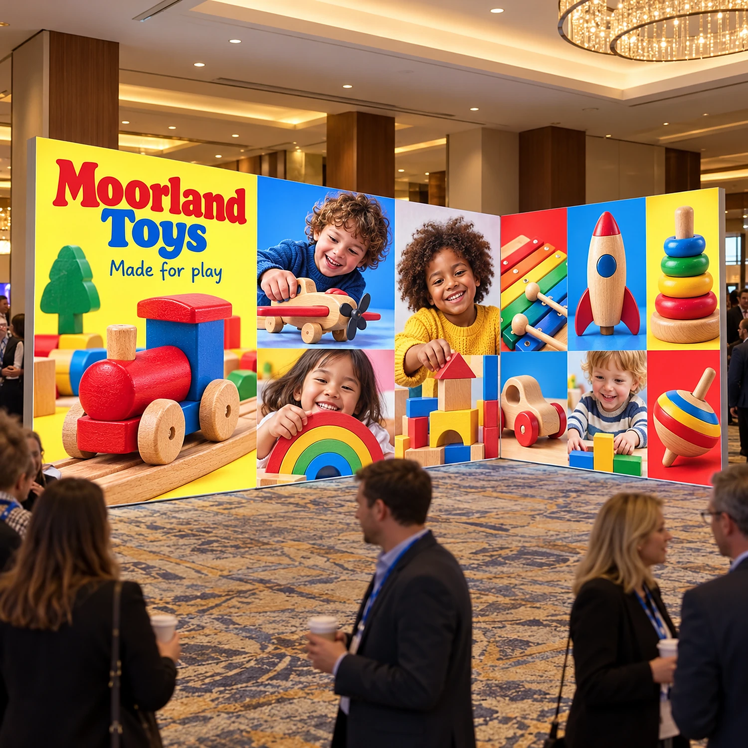 LED lightbox exhibition stand 6m x 3m in use in a hotel conference foyer