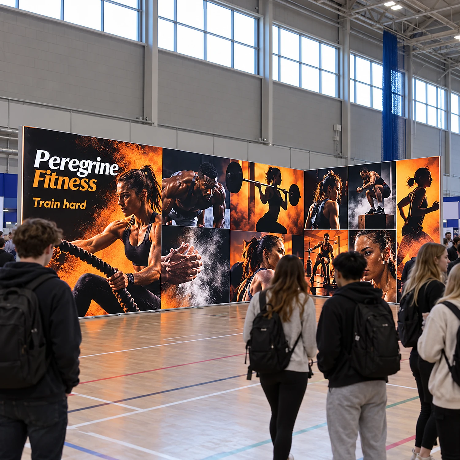 LED lightbox exhibition stand 6m x 3m in use at a university careers fair