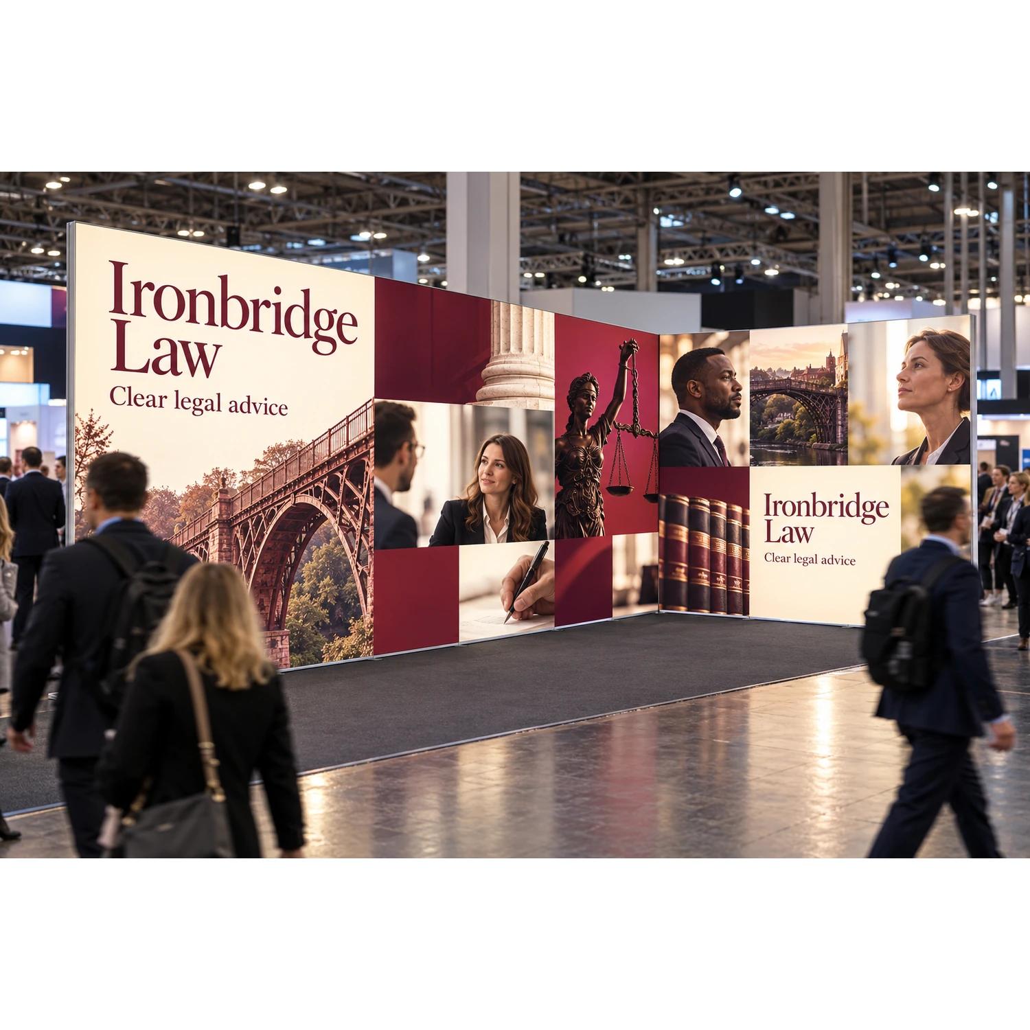 LED lightbox exhibition stand 6m x 3m on a busy exhibition aisle
