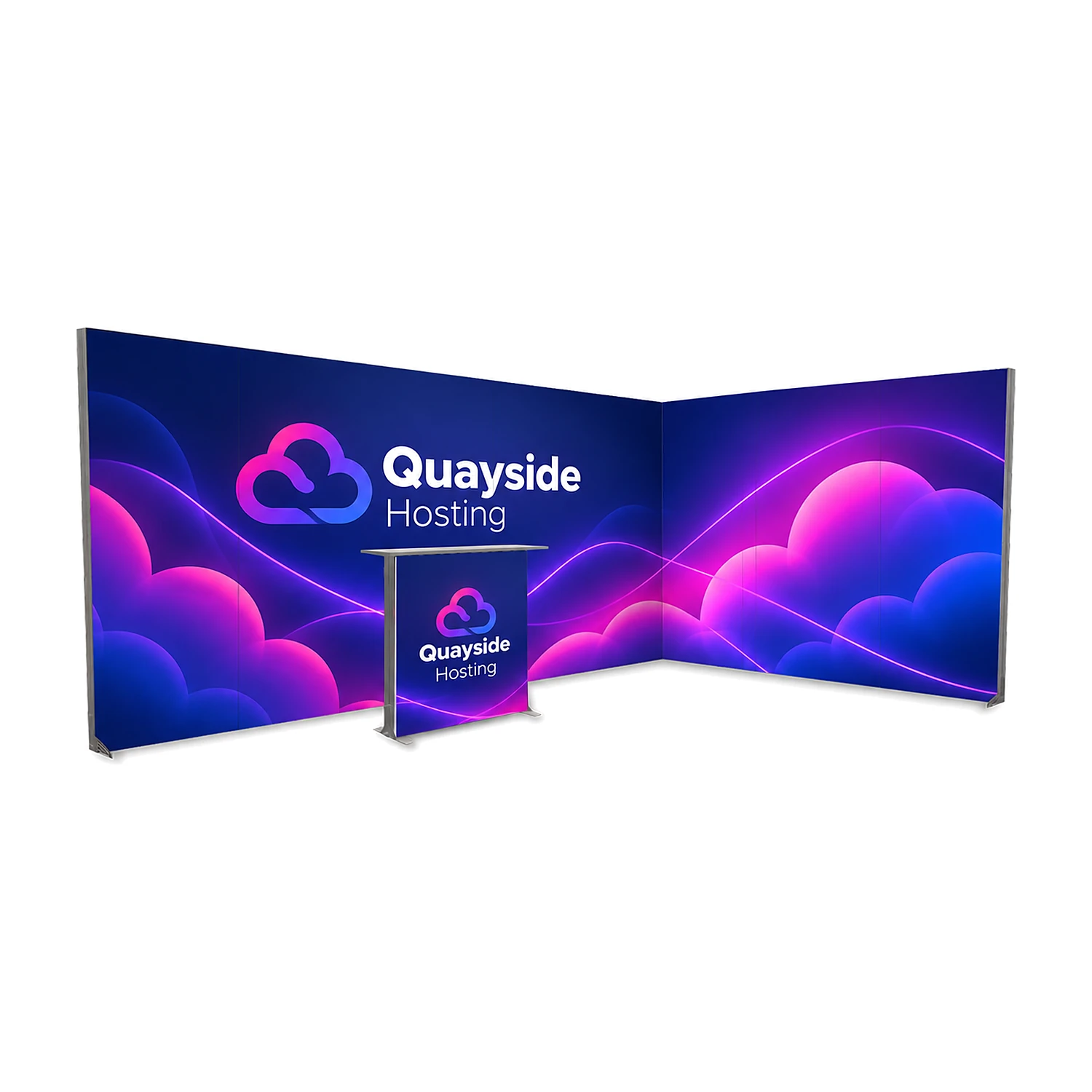 LED lightbox exhibition stand with counter printed with an example design