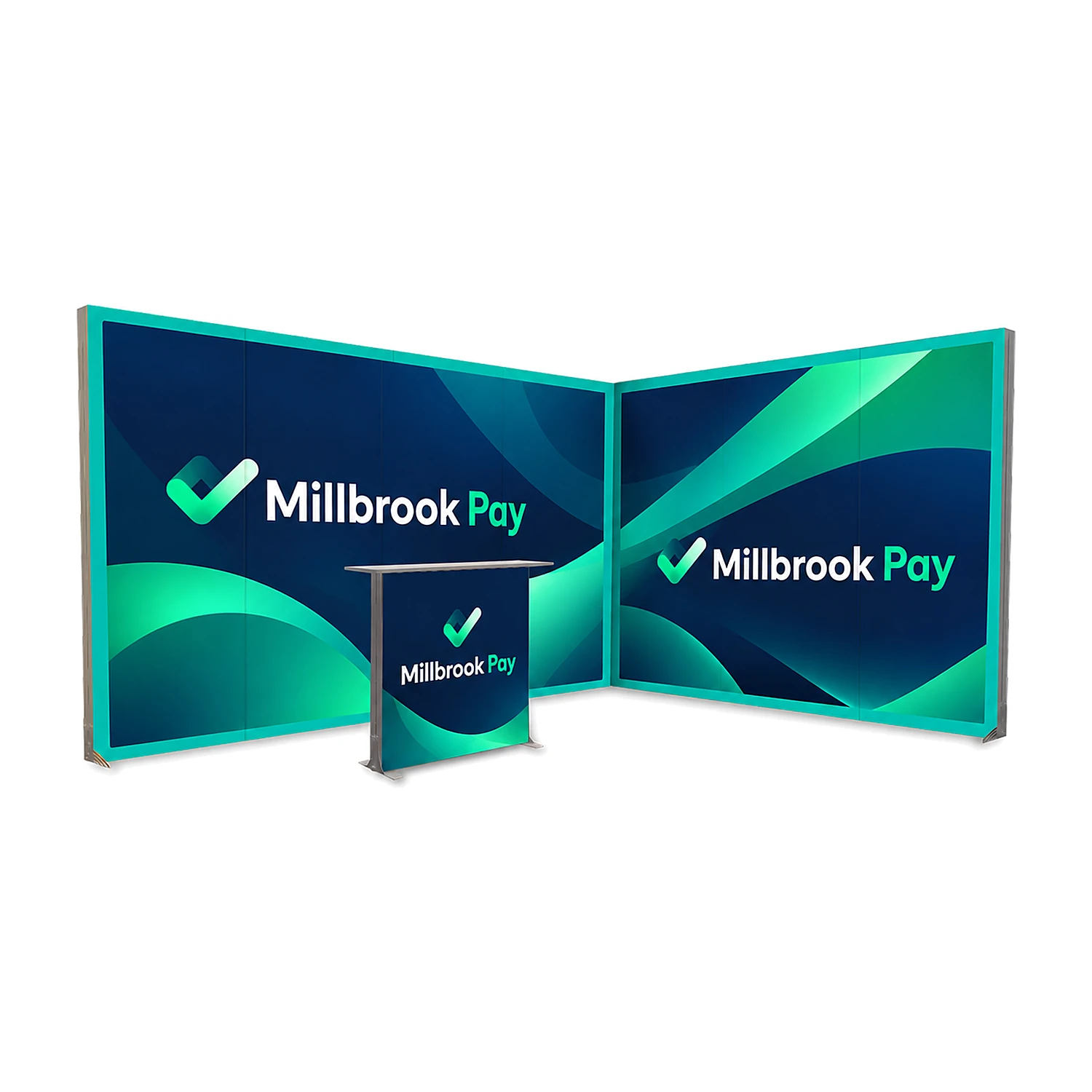 LED lightbox exhibition stand with counter printed with an example design