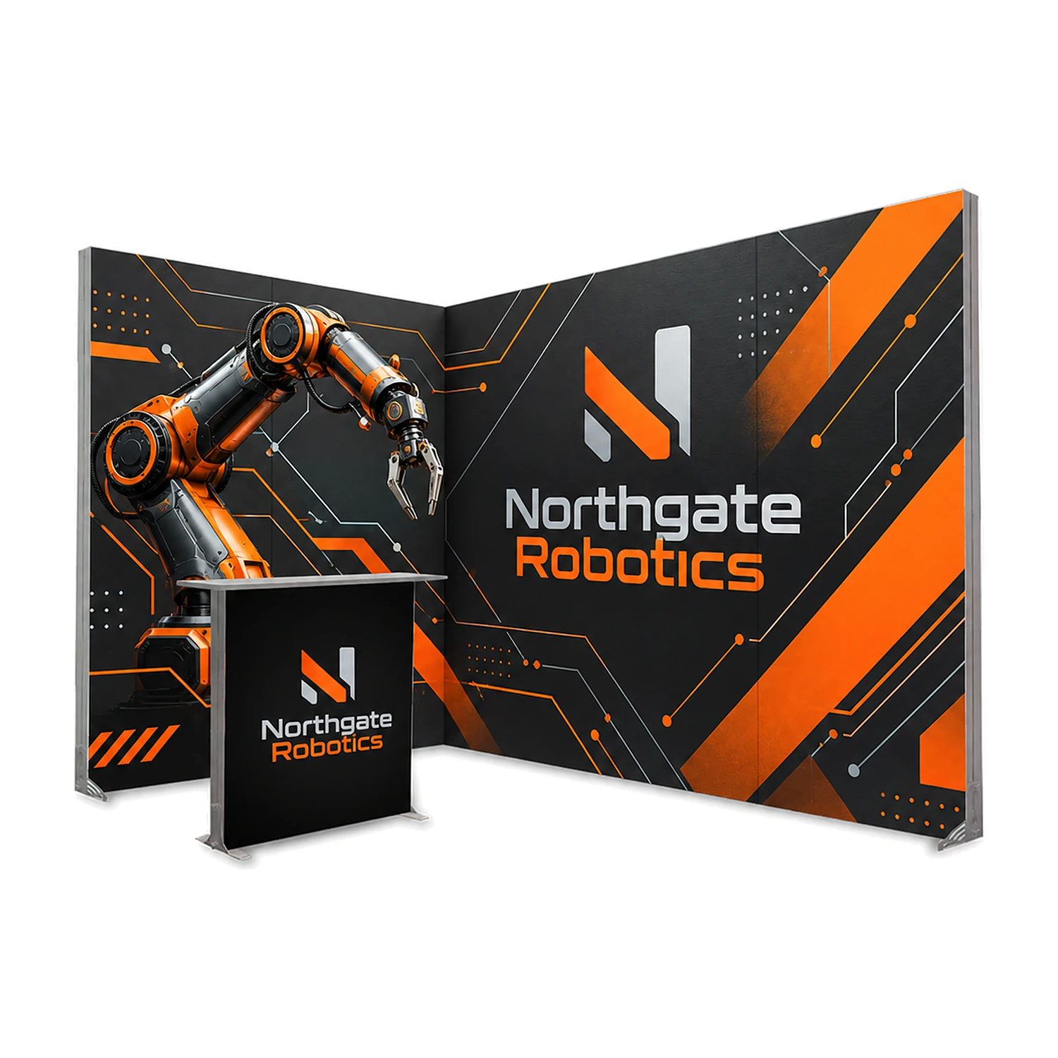 LED lightbox exhibition stand with counter printed with an example design