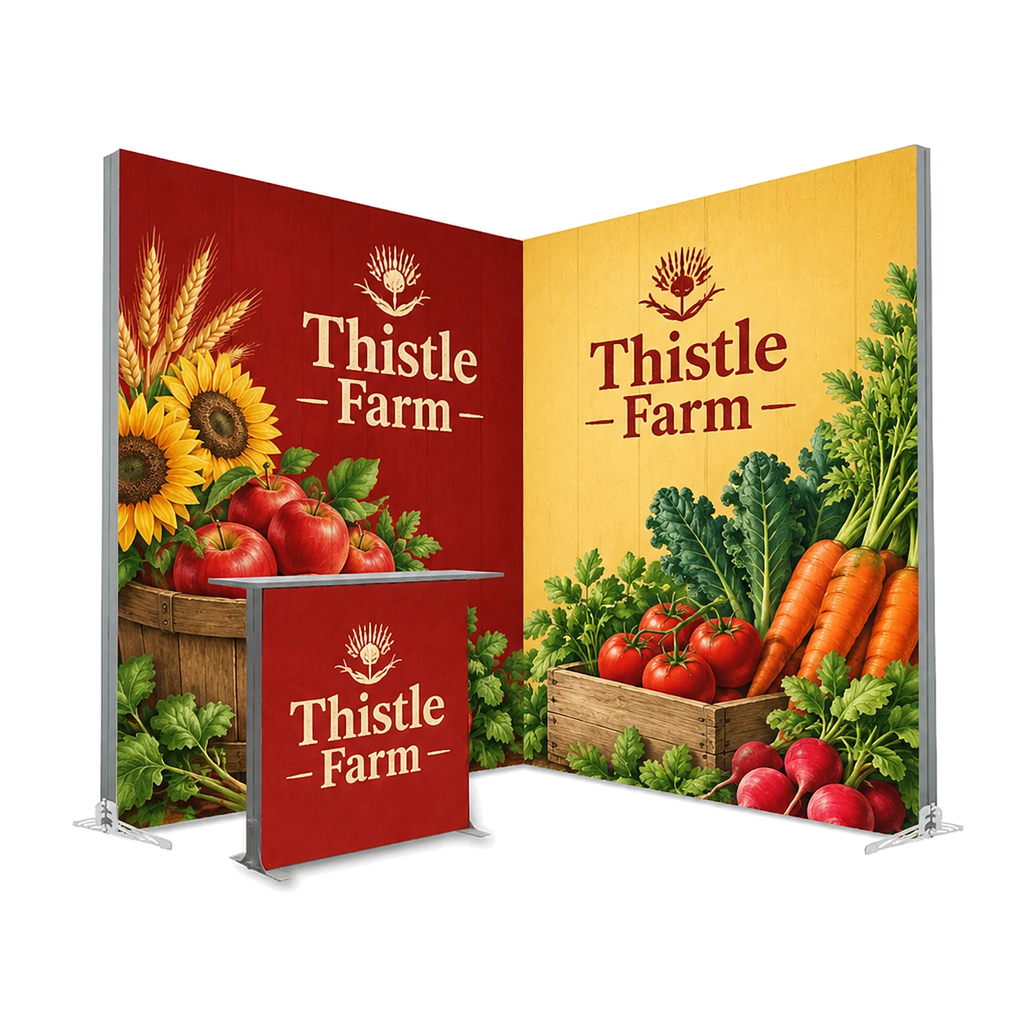 LED lightbox exhibition stand with counter printed with an example design
