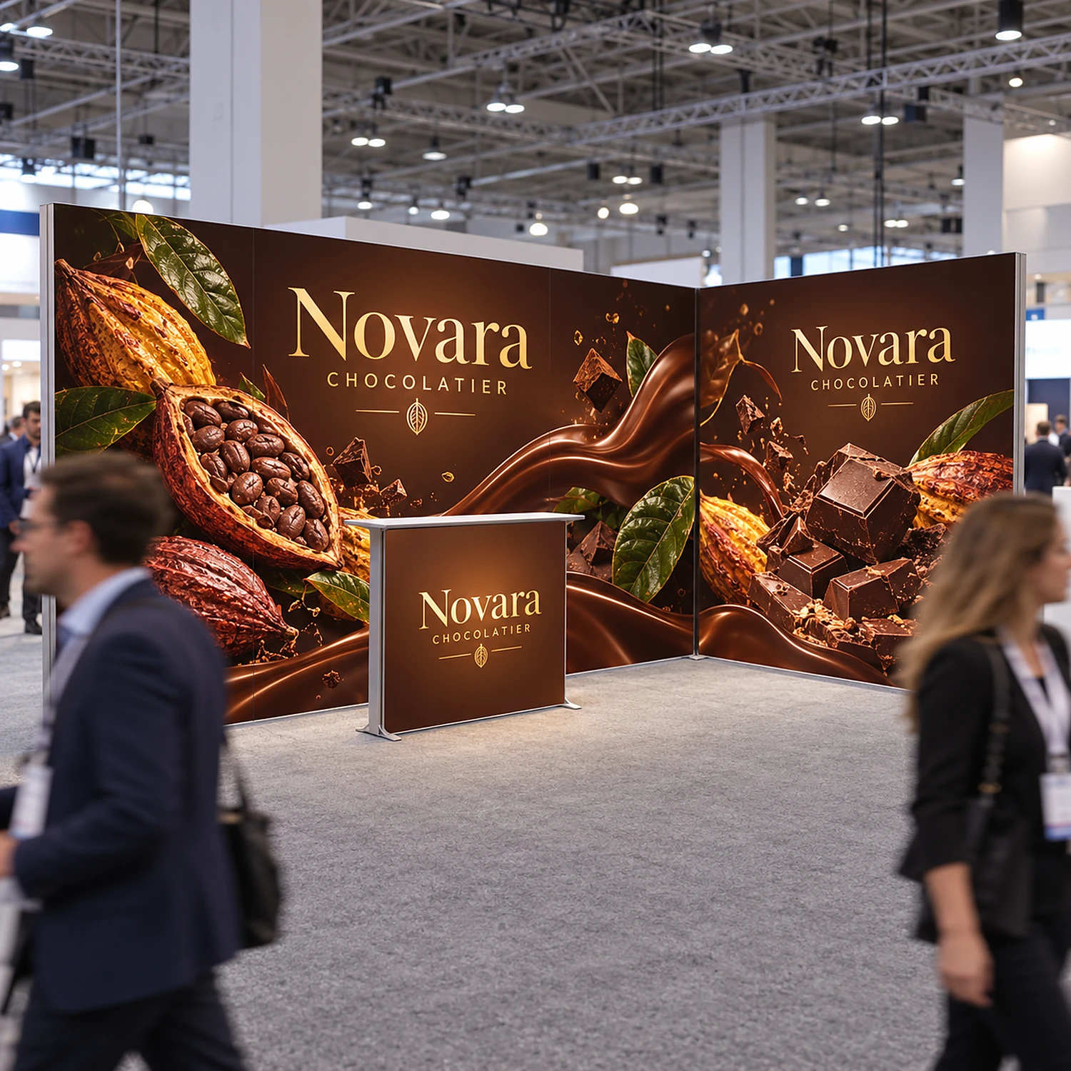 LED lightbox exhibition stand with counter on an exhibition stand at an industry conference